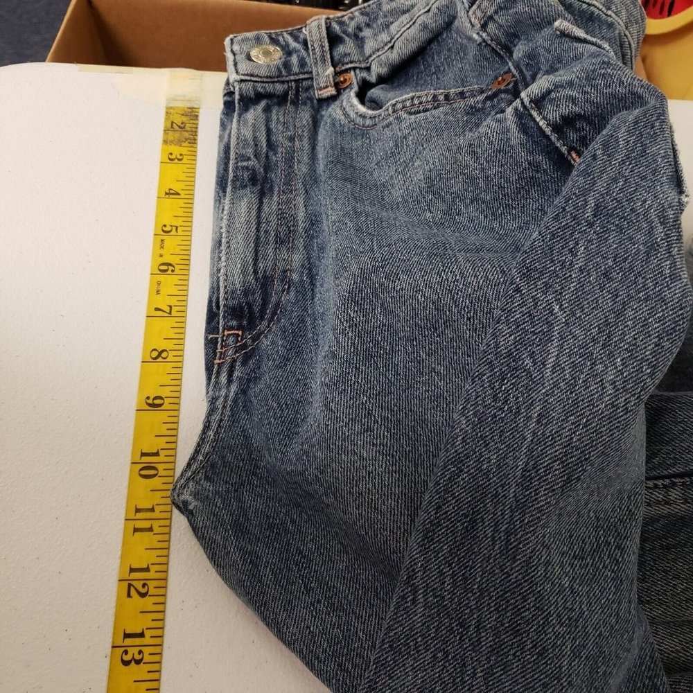 Zara Womens Wide Leg Blogger Fav Raw Hem Jeans Size 0 Blue High Rise Pockets - Picture 8 of 10